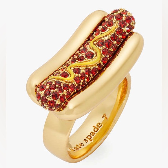 kate spade Jewelry - ♠️kate spade What A Snack Hot Dog 
& Mustard Statement Ring, Red Multi NWT